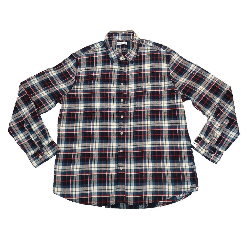 Men's Flannel Shirt Sonoma Goods For Life  Classic-Fit Blue Plaid Size‎ XXL NEW